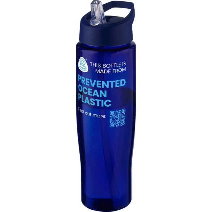 H2O Active® Eco Tempo 700 ml spout lid sport bottle - Blue body, navy lid