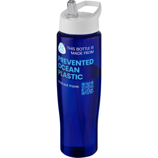 H2O Active® Eco Tempo 700 ml spout lid sport bottle - Blue body, white lid