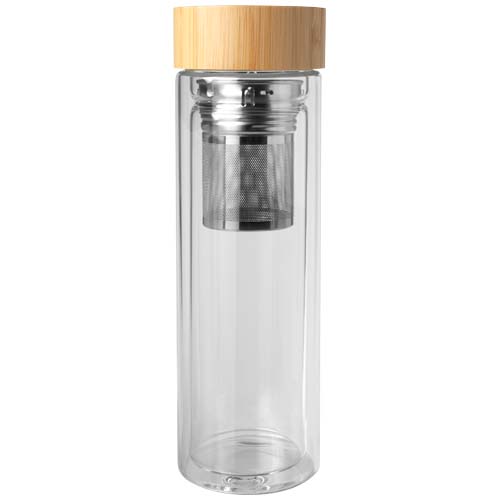Bailey 400 ml borsilicate glass infuser bottle with bamboo lid