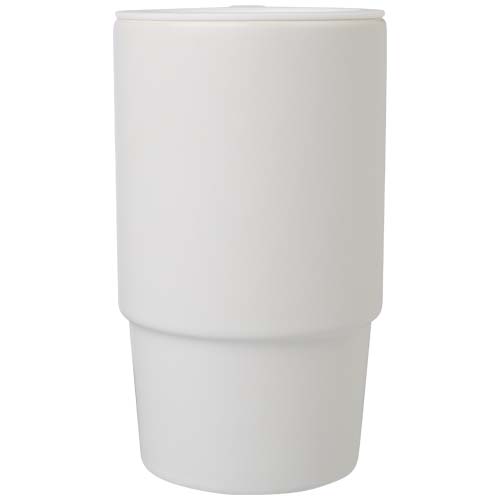 Carter 450 ml ceramic mug with plastic lid