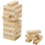 Jumble wooden toppling tower game