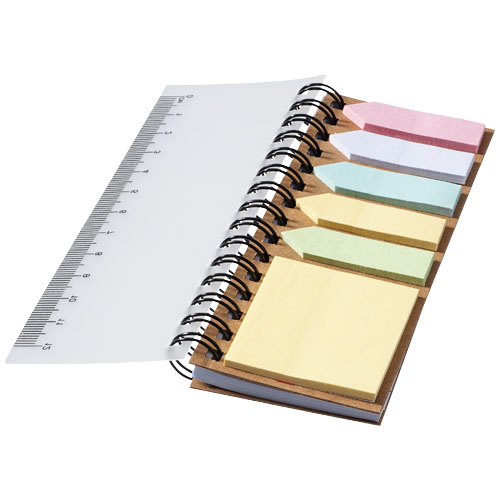 Spinner spiral notebook with coloured sticky notes