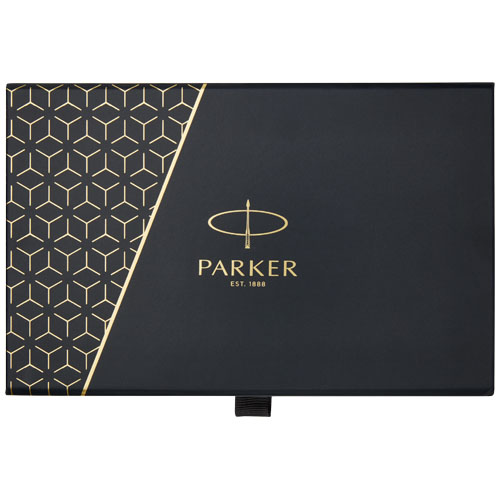 Parker IM achromatic ballpoint and rollerball pen set with gift box (black/blue ink)