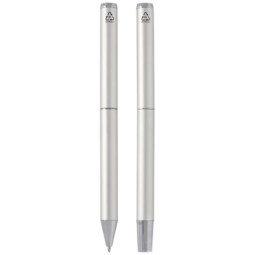 Lucetto recycled aluminium ballpoint and rollerball pen gift set (black ink) - Image 3