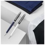 Hemisphere colour blocking ballpoint pen with palladium trim (blue ink)
