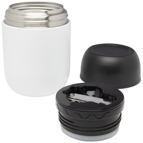 Supo 480 ml double-walled recycled stainless steel lunch pot with foldable spoon