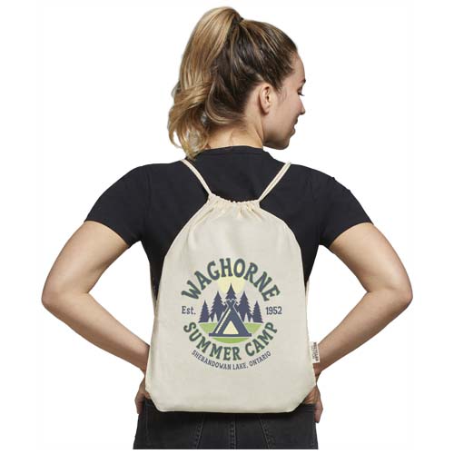 Oregon 140 g/m² GRS recycled cotton drawstring bag