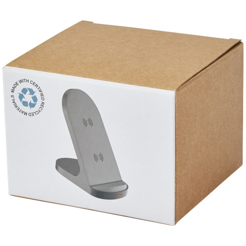 Loop 15W dual coil RCS recycled plastic wireless charging stand