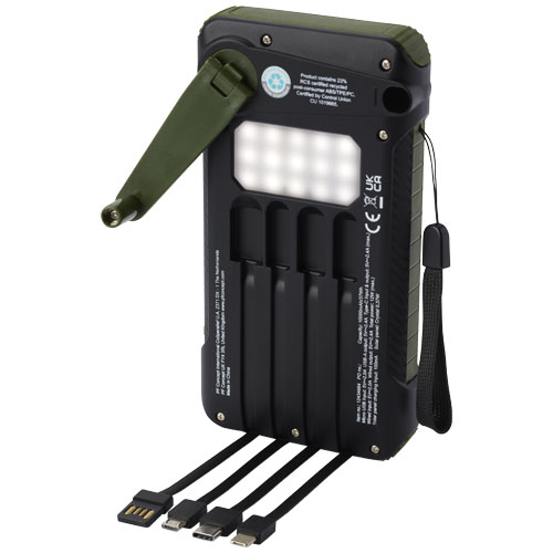 Soldy 10.000 mAh RCS recycled plastic solar dynamo power bank