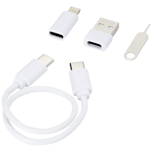 Savvy recycled plastic modular charging cable with phone holder