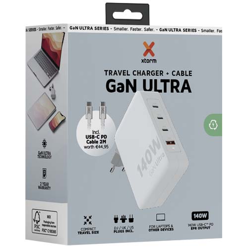 Xtorm XVC2140 GaN Ultra 140W travel charger with 240W USB-C PD cable