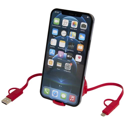 Alasia 5-in-1 100 cm recycled plastic and aluminium retractable data sync and 45W fast charge cable