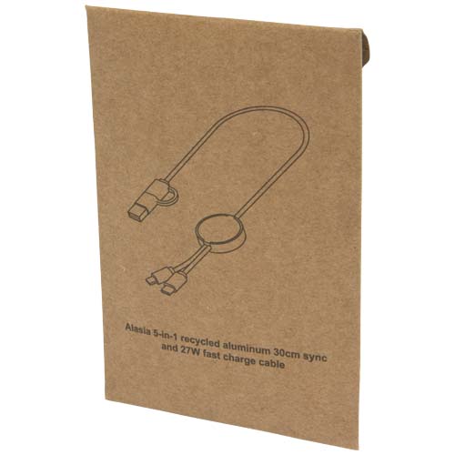 Alasia 5-in-1 recycled aluminium and plastic 30 cm data sync and 27W fast charge cable