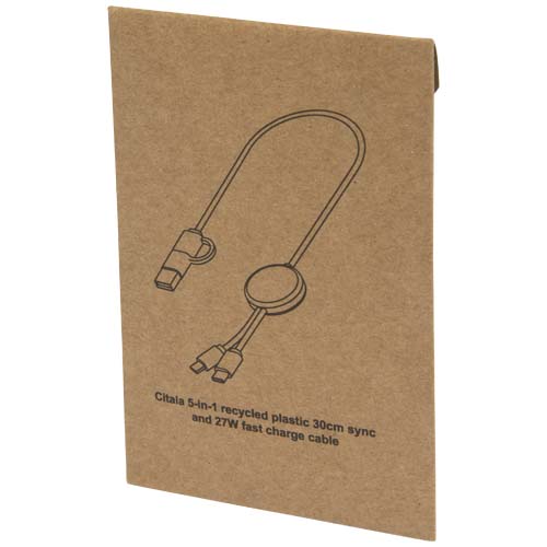 Citala 5-in-1 recycled plastic 30 cm data sync and 27W fast charge cable