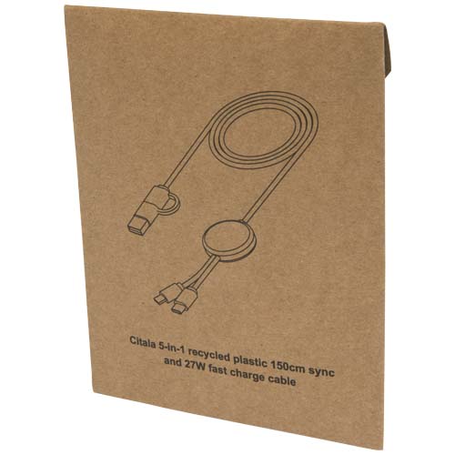 Citala 5-in-1 recycled plastic 150 cm data sync and 27W fast charge cable
