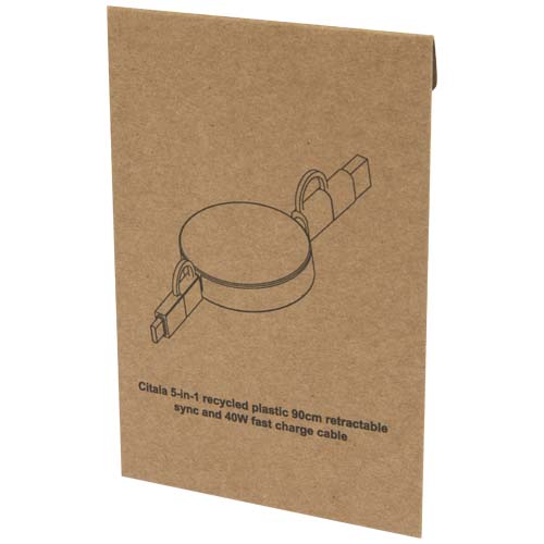 Citala 5-in-1 recycled plastic 90 cm retractable data sync and 40W fast charge cable