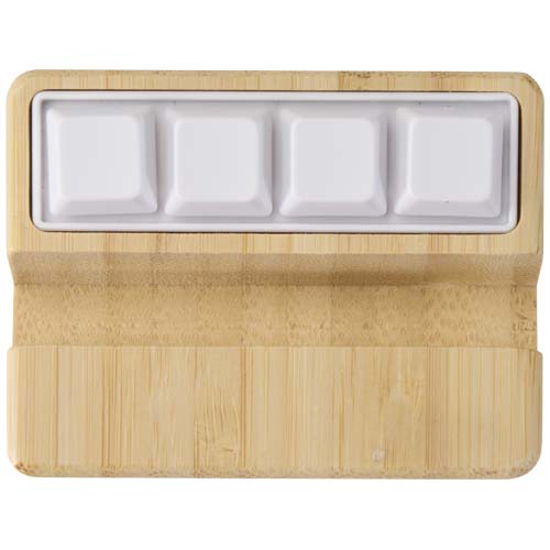 Algol recycled plastic phone stand and fidget toy with bamboo details