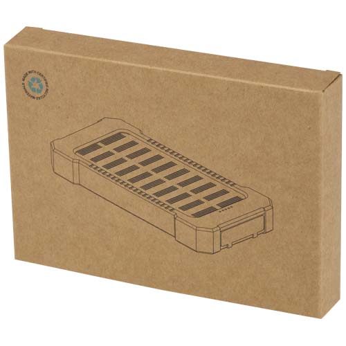 Altair 5000 mAh 10W recycled plastic rugged solar power bank with built-in torch