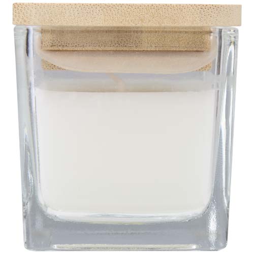 Ambra square glass candle with bamboo lid
