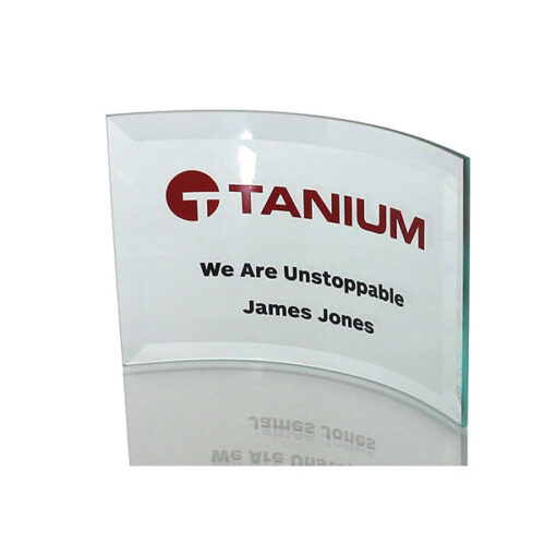 P112 10 x 14.5cm Jade Glass Bevelled Crescent Award - Engraved