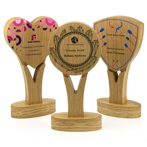 P113 Solid Oak Trophy Award - Engraved