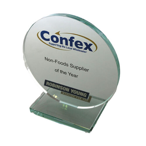 P112 15 x 10cm Jade Glass Circle Award - Engraved