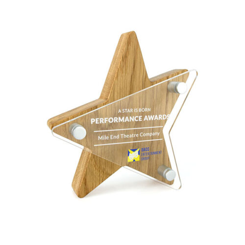 P113 Solid Oak Star With Acrylic Face Plate