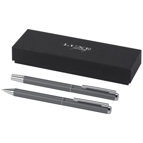 Lucetto recycled aluminium ballpoint and rollerball pen gift set (black ink) - Image 5