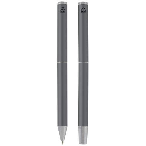 Lucetto recycled aluminium ballpoint and rollerball pen gift set (black ink) - Image 9