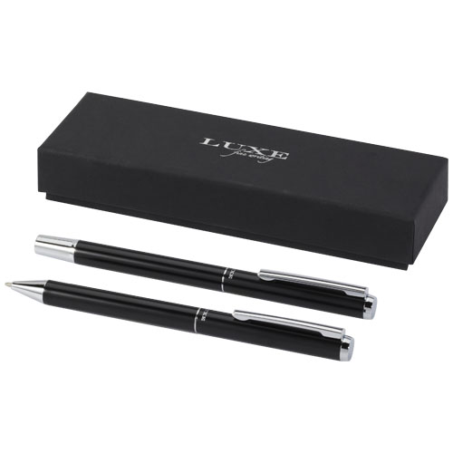 Lucetto recycled aluminium ballpoint and rollerball pen gift set (black ink) - Image 11