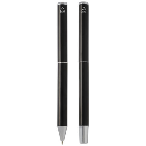 Lucetto recycled aluminium ballpoint and rollerball pen gift set (black ink) - Image 15